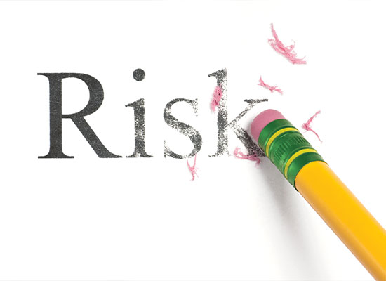 the word risk being erased by an eraser