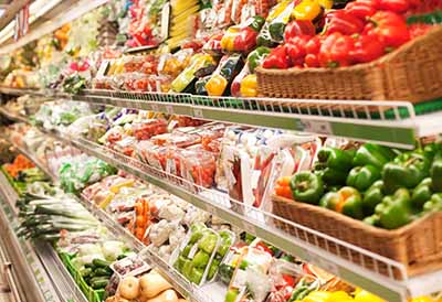 Produce aisle in grocery store