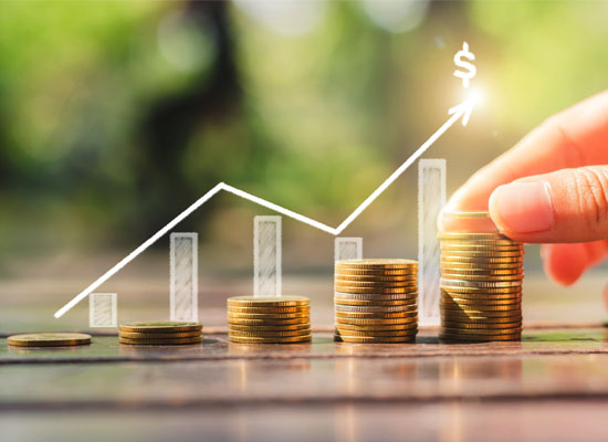 Stacks of coins growing alongside a rising graph symbolizing retirement savings, budgeting, investing, and financial security for retirees managing income, assets, and health care costs.