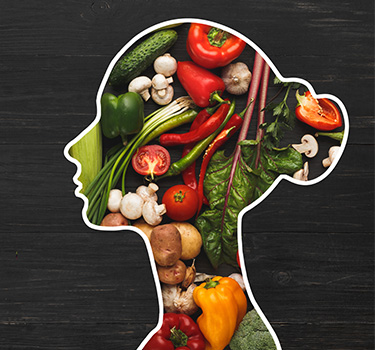 Healthy foods, healthy minds graphic