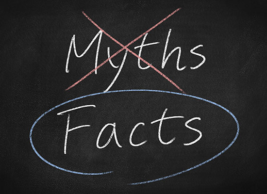 A picture of Myth crossed out and Facts circled.