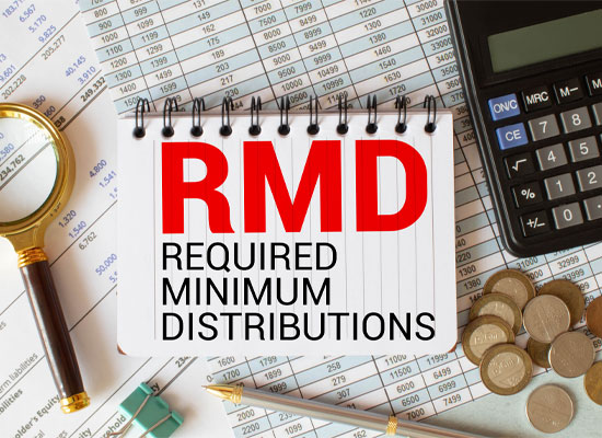 Notebook displaying 'Required Minimum Distributions (RMDs)' alongside financial tools
