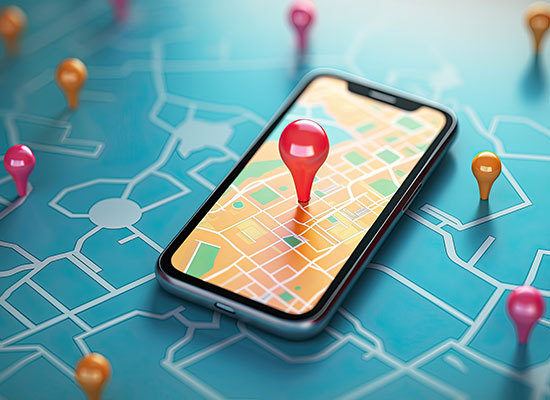 phone gps showing pin locations